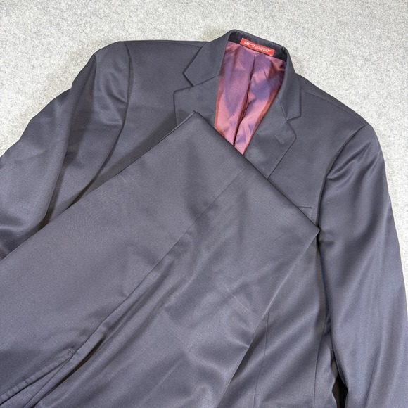 Hart Schaffner Marx Suit Mens 44L Navy Wool Super 100s Two Button Made USA